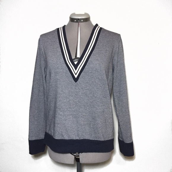 Stylus Sweaters - Stylus Navy & White Varsity Deep V Sweater M